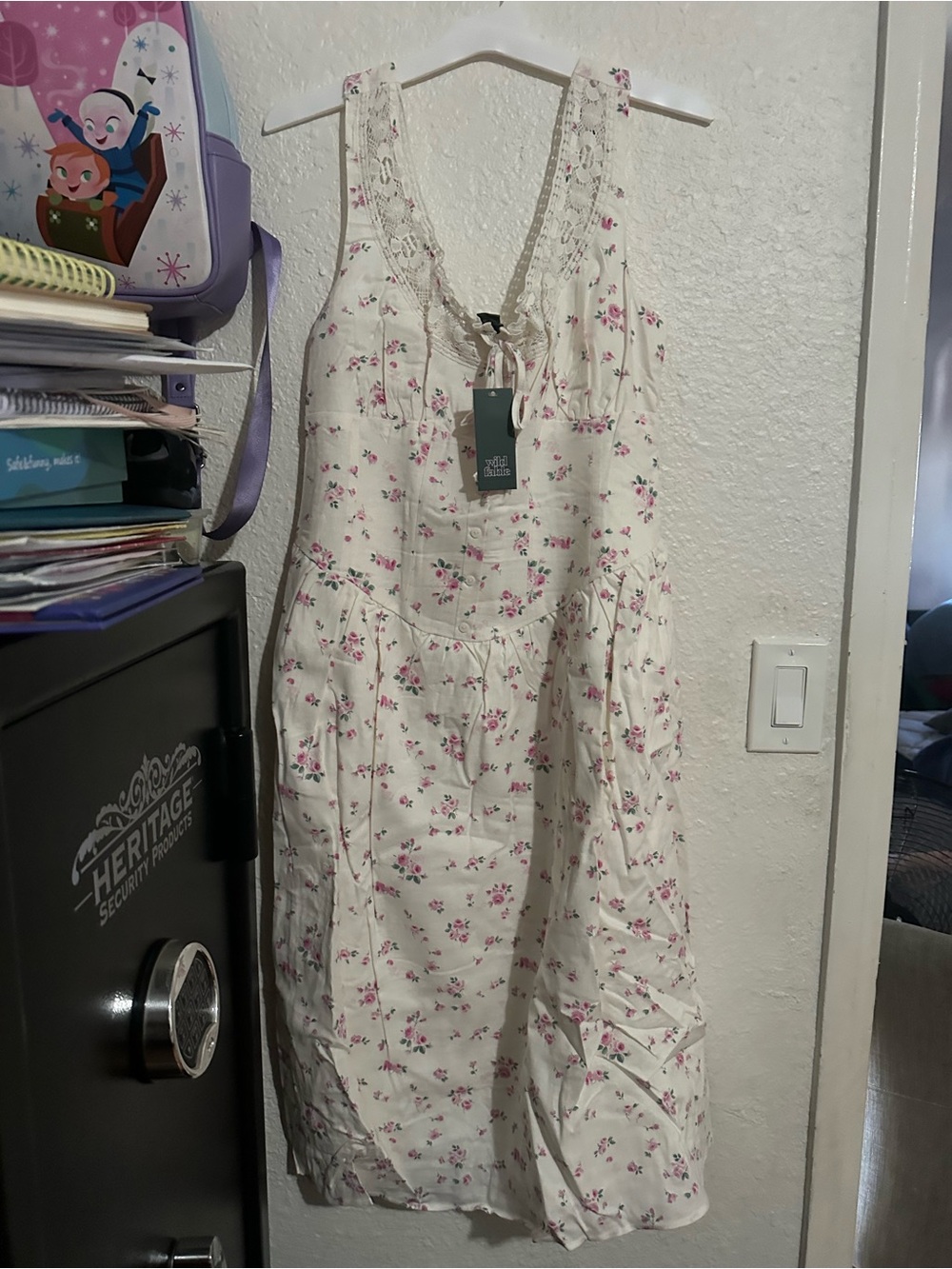 wild fable Cream Midi Dress with Pink Floral Print super wrinkly